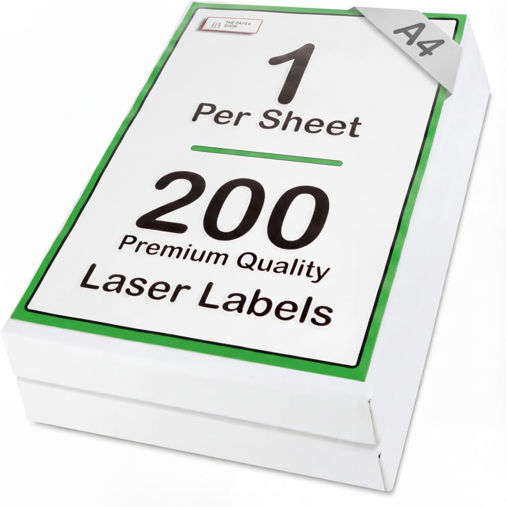 [100 Labels] Self Adhesive White Sticky Printer Labels for A4 Printer 1 per Sheet