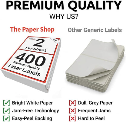Self Adhesive White Sticky A5 Sticky Printer Address Labels  - 2 per Sheet on A4 - 200 Sheets