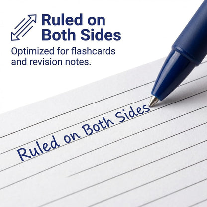 A7 White Revision Cards 5x3 | Ruled Index Flash Cards (155gsm)