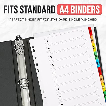 A4 Numbered 1-20 File Dividers | Reinforced 150gsm Cardboard Subject Tabs