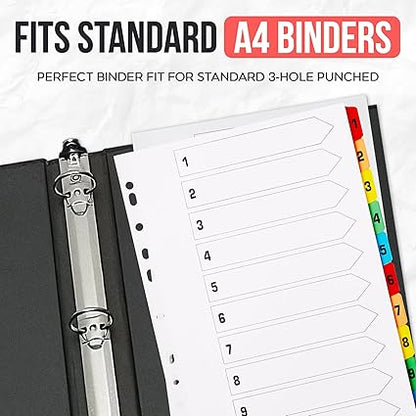 A4 Numbered 1-20 File Dividers | Reinforced 150gsm Cardboard Subject Tabs
