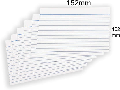 [800 Pack] A6 Revision Cards 6x4 White Record Cards FlashCards Ruled (6"x 4") 152mm x 102mm Blank Flash Cards Index Cards