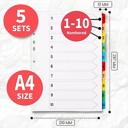 1-10 numbered dividers fanned out showing all ten tabs