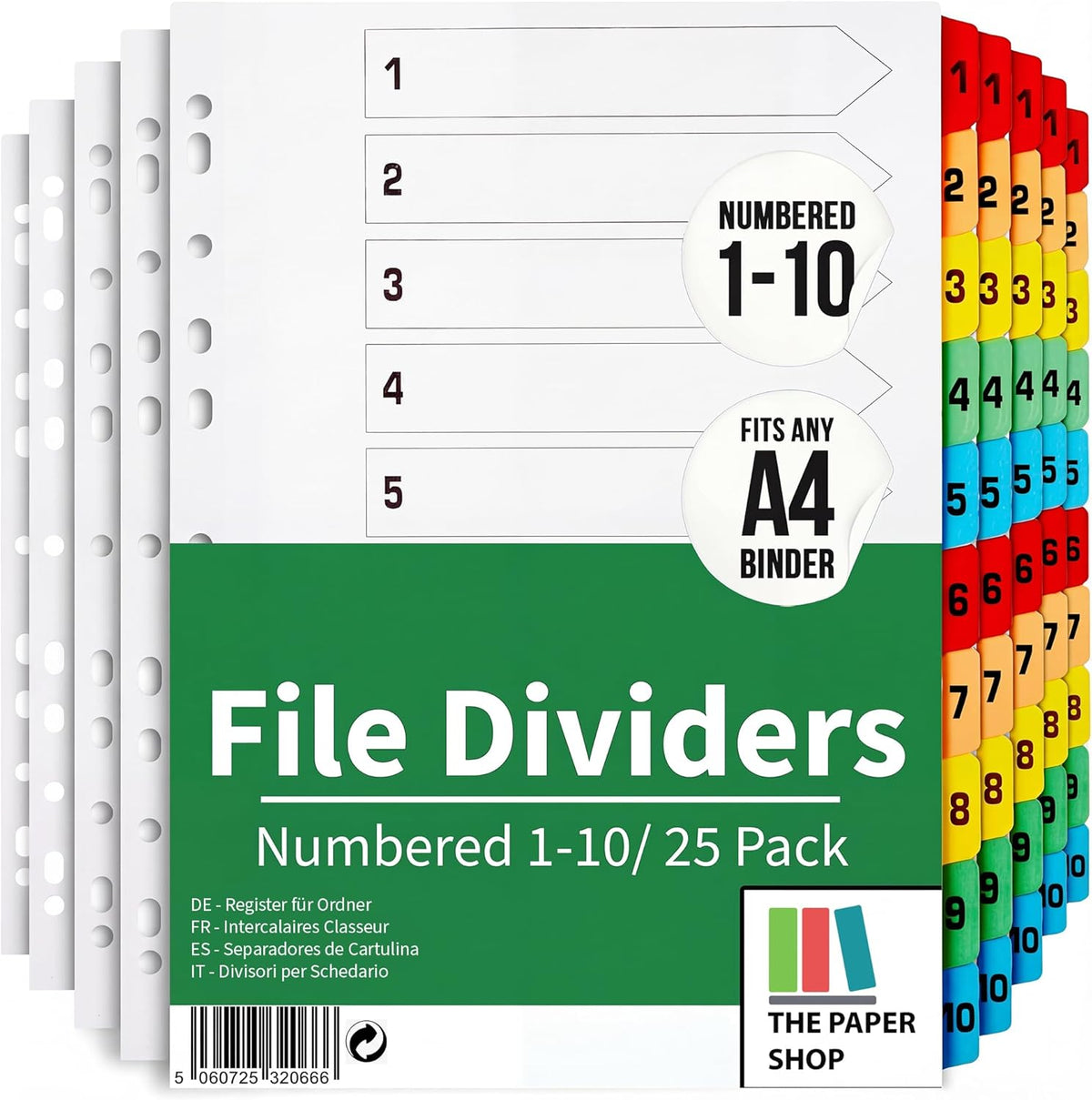 The Paper Shop A4 numbered 1-10 file dividers