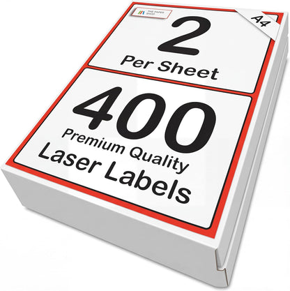 Self Adhesive White Sticky A5 Sticky Printer Address Labels  - 2 per Sheet on A4 - 200 Sheets