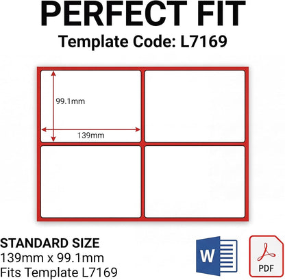 [400 Labels] Self Adhesive White Sticky Printer Labels for A4 Printer 4 per Sheet