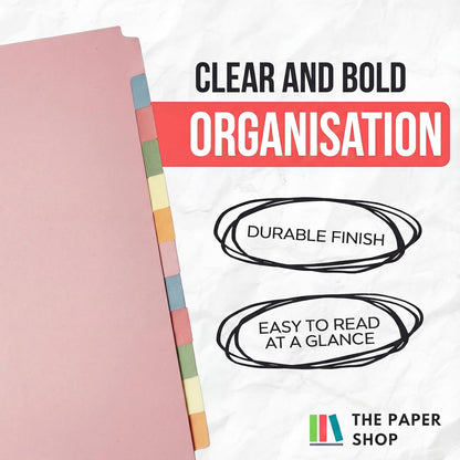 A4 12-Part File Dividers for Monthly Filing | Writeable Cardboard Subject Tabs
