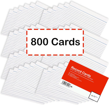 [800 Pack] A6 Revision Cards 6x4 White Record Cards FlashCards Ruled (6"x 4") 152mm x 102mm Blank Flash Cards Index Cards