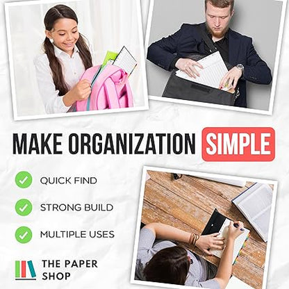 A4 Alphabetical A-Z File Dividers | Reinforced Colour Tabs & Multi-Punched