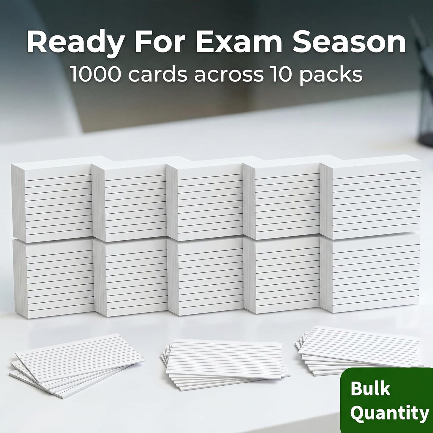 A7 White Revision Cards 5x3 | Ruled Index Flash Cards (155gsm)