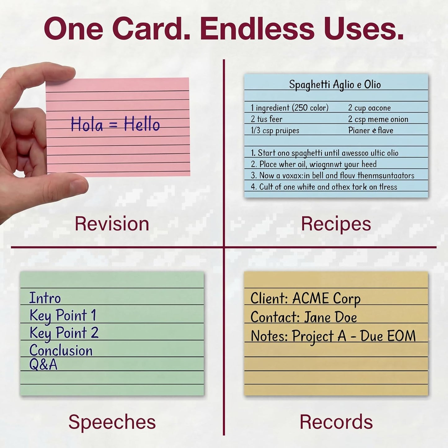 A7 Coloured Revision Cards 5x3 | Ruled Study Flash Cards (155gsm)