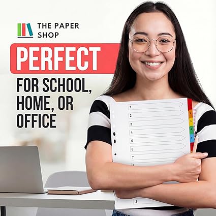 A4+ Extra Wide 12-Part File Dividers | Reinforced 150gsm Numbered Subject Tabs
