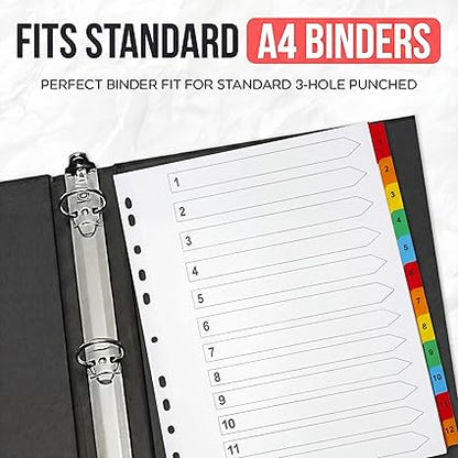 A4+ Extra Wide 12-Part File Dividers | Reinforced 150gsm Numbered Subject Tabs
