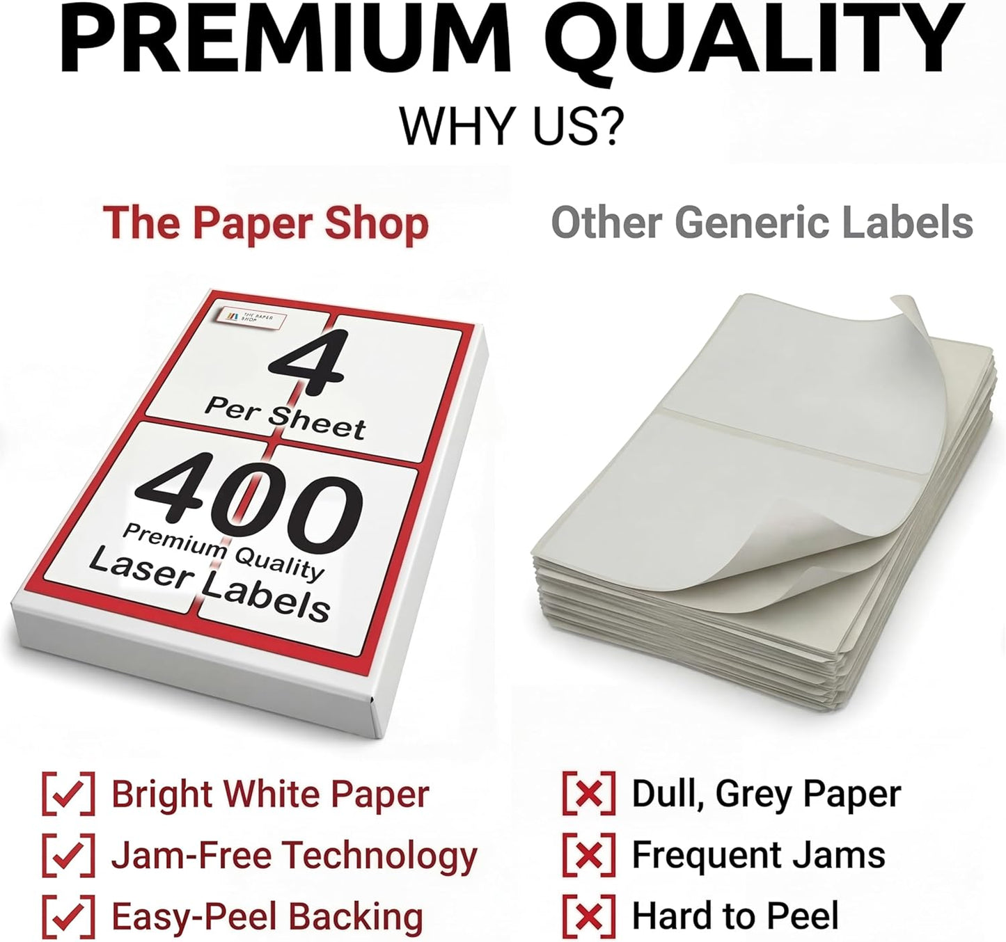 [400 Labels] Self Adhesive White Sticky Printer Labels for A4 Printer 4 per Sheet