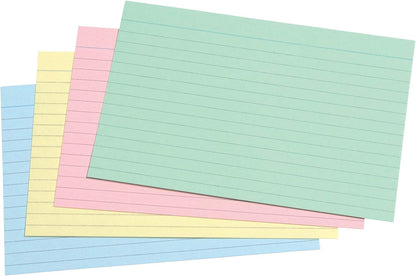 800 Pack A6 Coloured Revision Cards | 6x4 Ruled Study Flash Cards (155gsm)