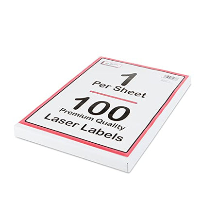 [100 Labels] Self Adhesive White Sticky Printer Labels for A4 Printer 1 per Sheet