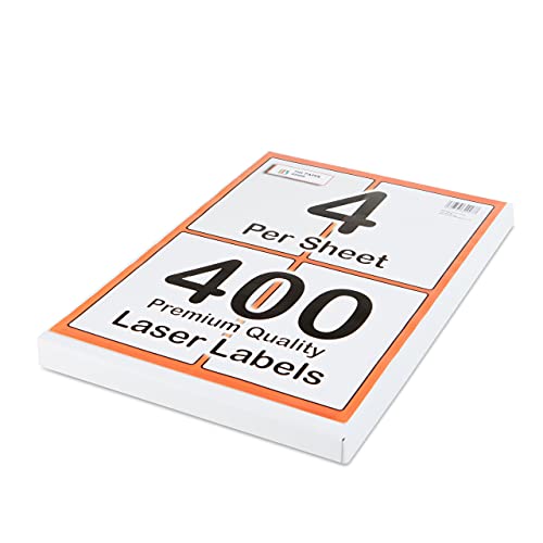 [400 Labels] Self Adhesive White Sticky Printer Labels for A4 Printer 4 per Sheet