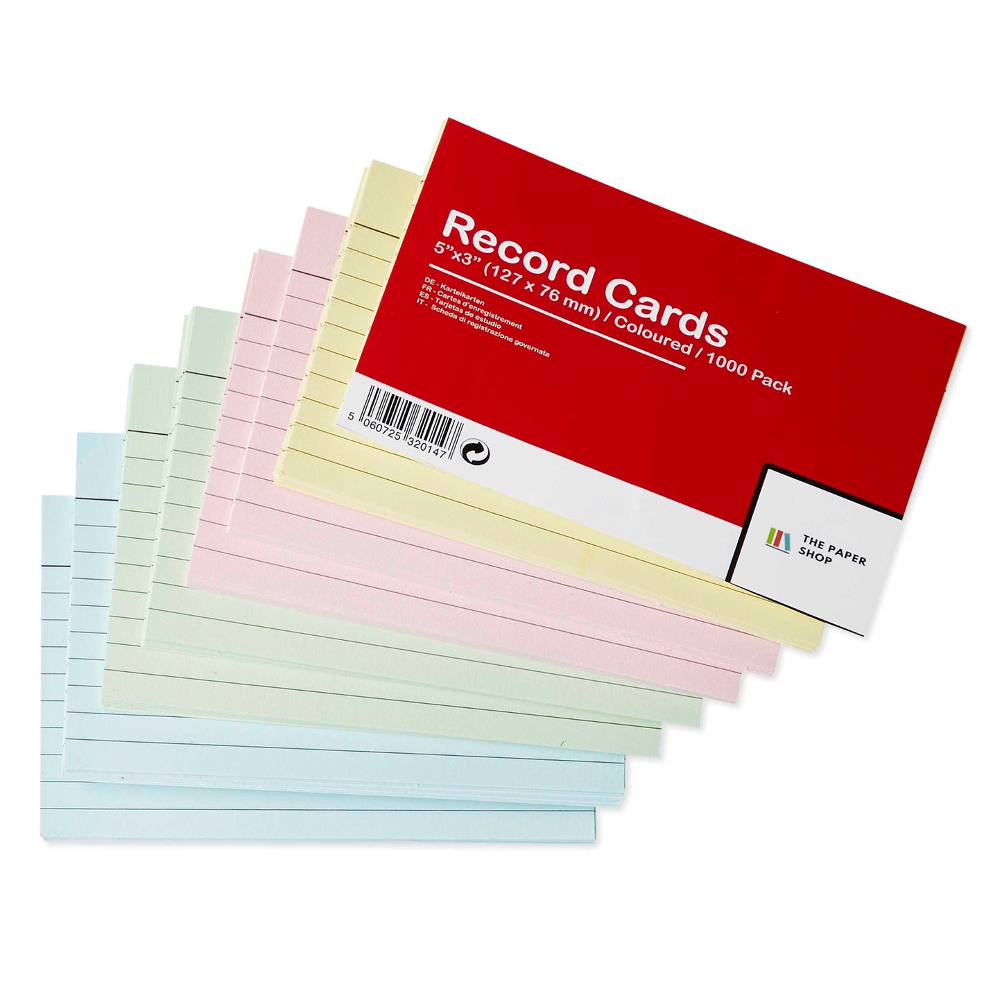 A7 Coloured Revision Cards 5x3 | Ruled Study Flash Cards (155gsm)
